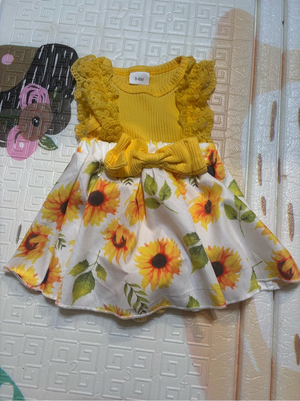 Yellow Sunflower Ruffle Baby Dress